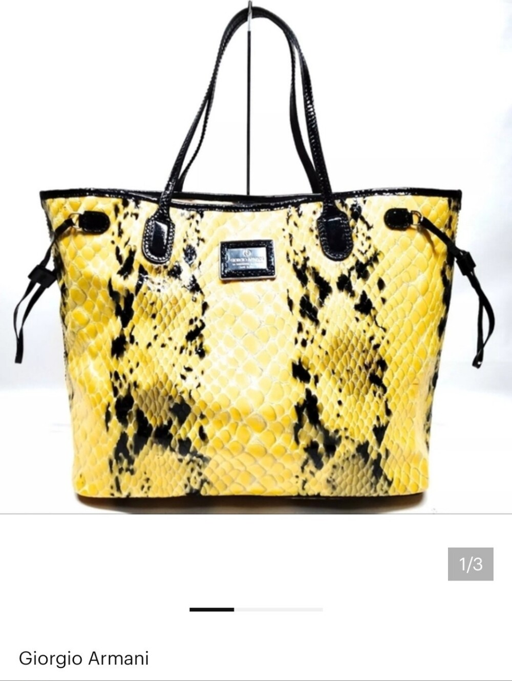 🥳 Sale Rare Giorgio Armani Yellow Black Python Crocodile Snakeskin LARGE
